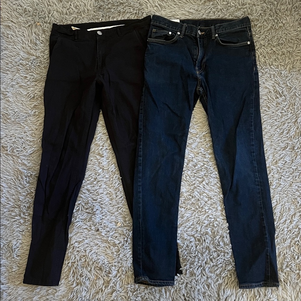 2 pack Men's Slim Fit Jean and soft black Pants size 31 W 32 L